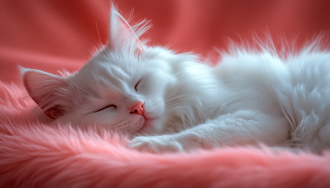 悠闲白猫卡通画