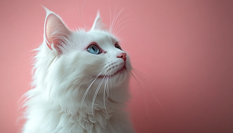 悠闲白猫卡通画