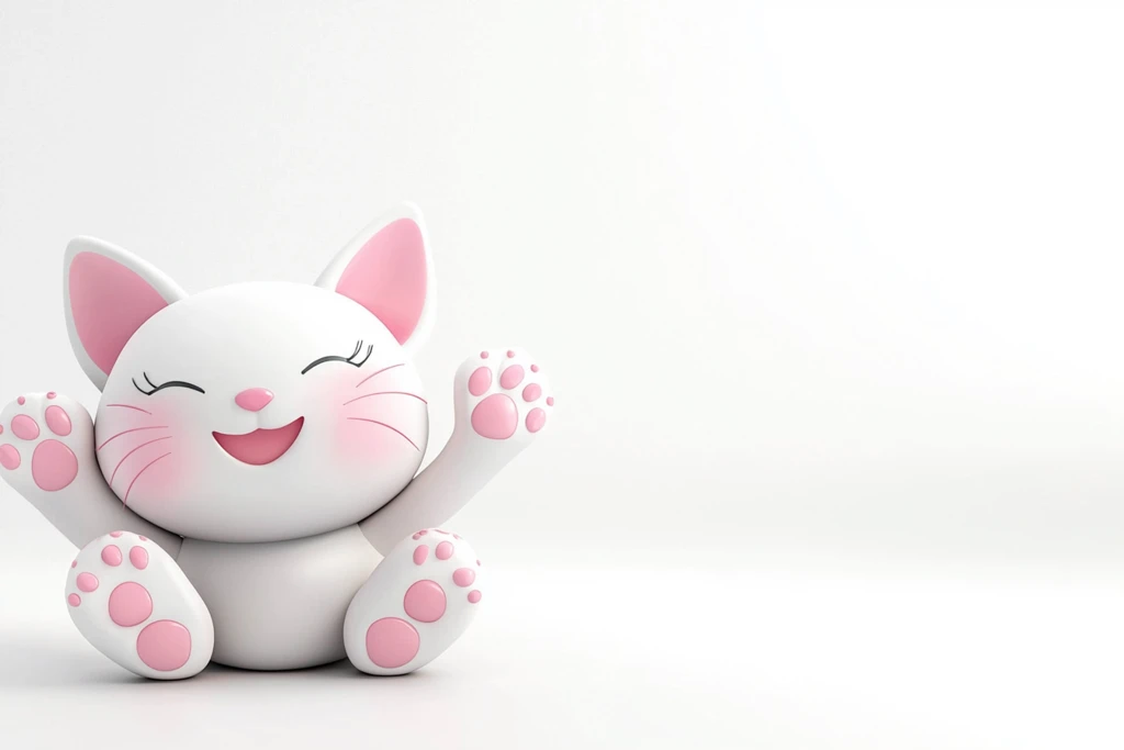 白色背景三维猫