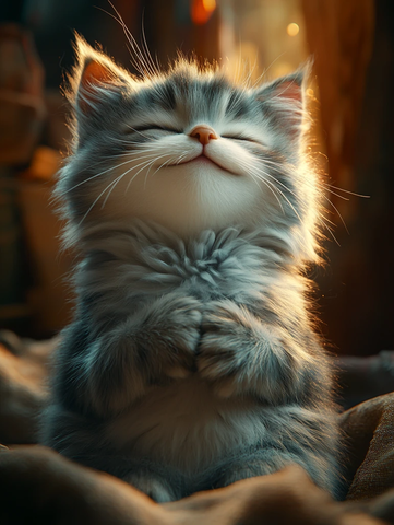 灰白折耳猫坐姿照