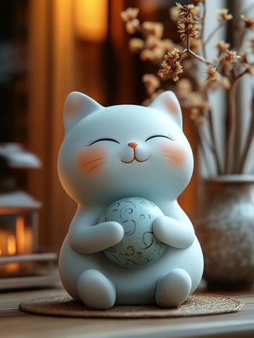 猫抱球静坐
