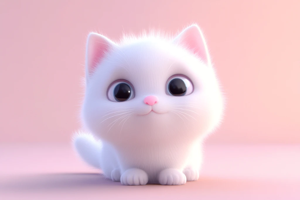 白色猫咪渲染