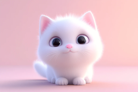白色猫咪渲染