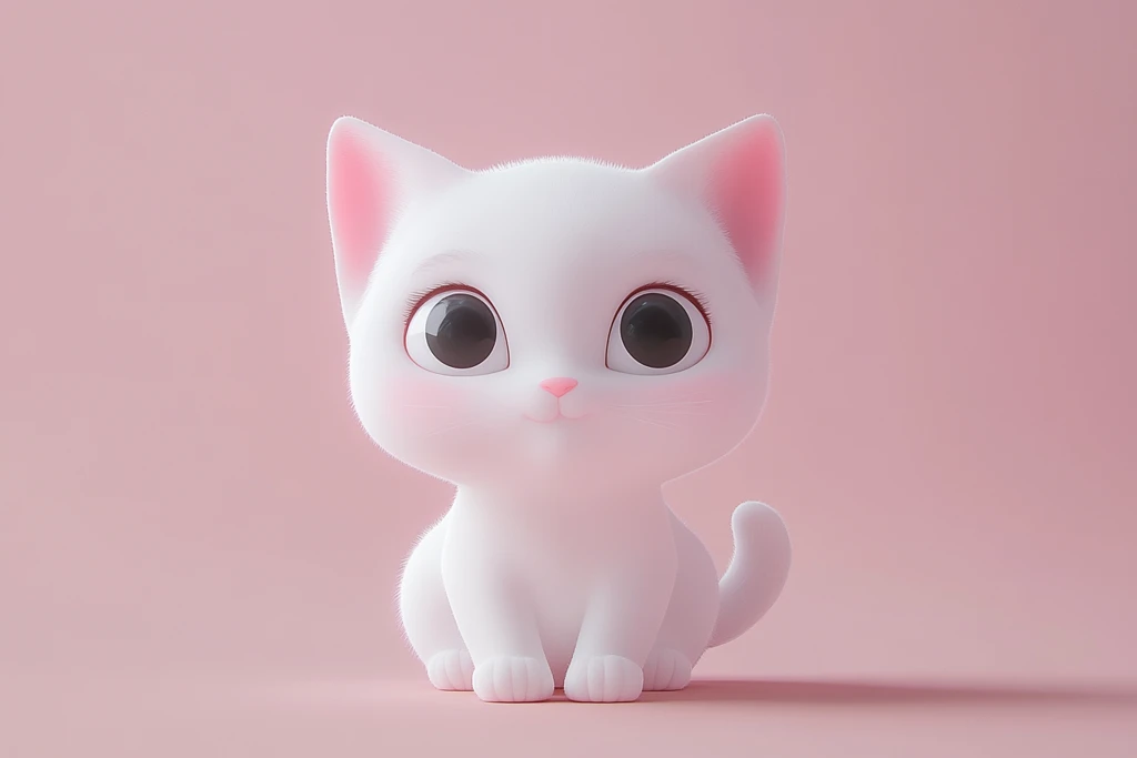 白色猫咪渲染