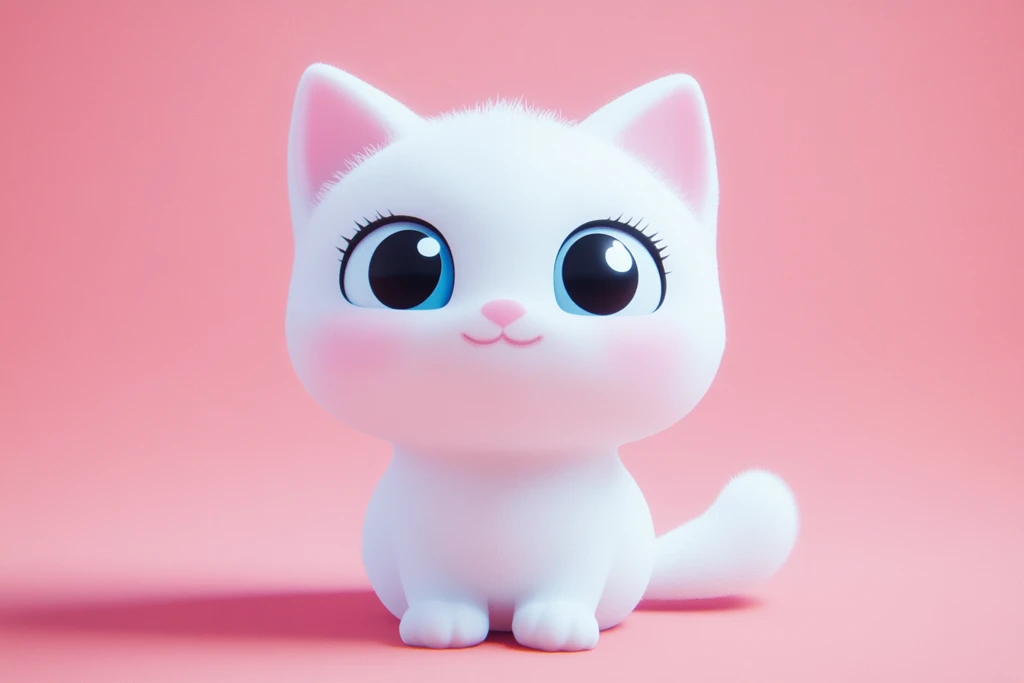白色猫咪渲染