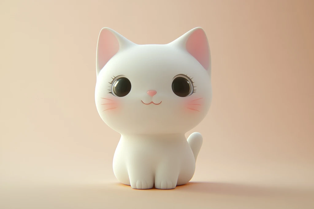 白色猫咪渲染