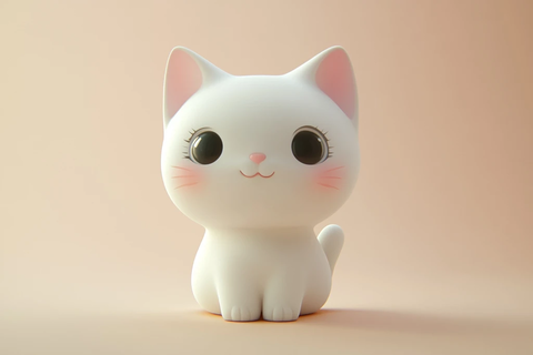 白色猫咪渲染