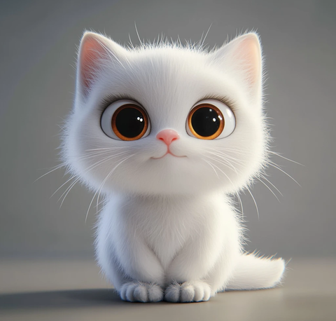 白色猫咪渲染