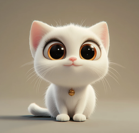 白色猫咪渲染