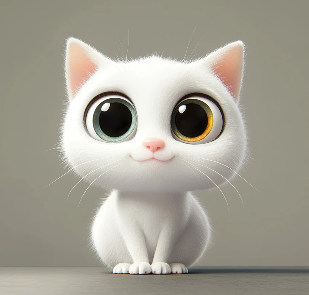 白色猫咪渲染