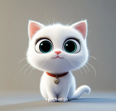 白色猫咪渲染