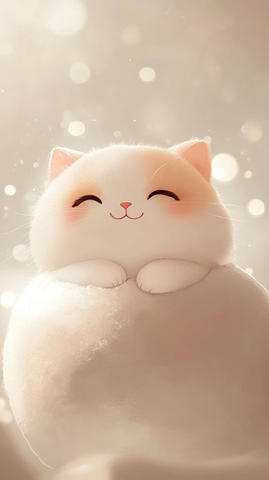 胖猫趴棉花糖