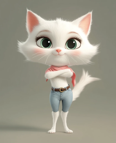 白猫站姿卡通