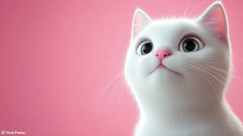 白猫粉色背景