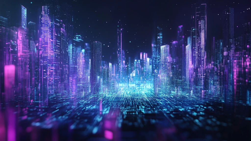 数字都市蓝紫光影