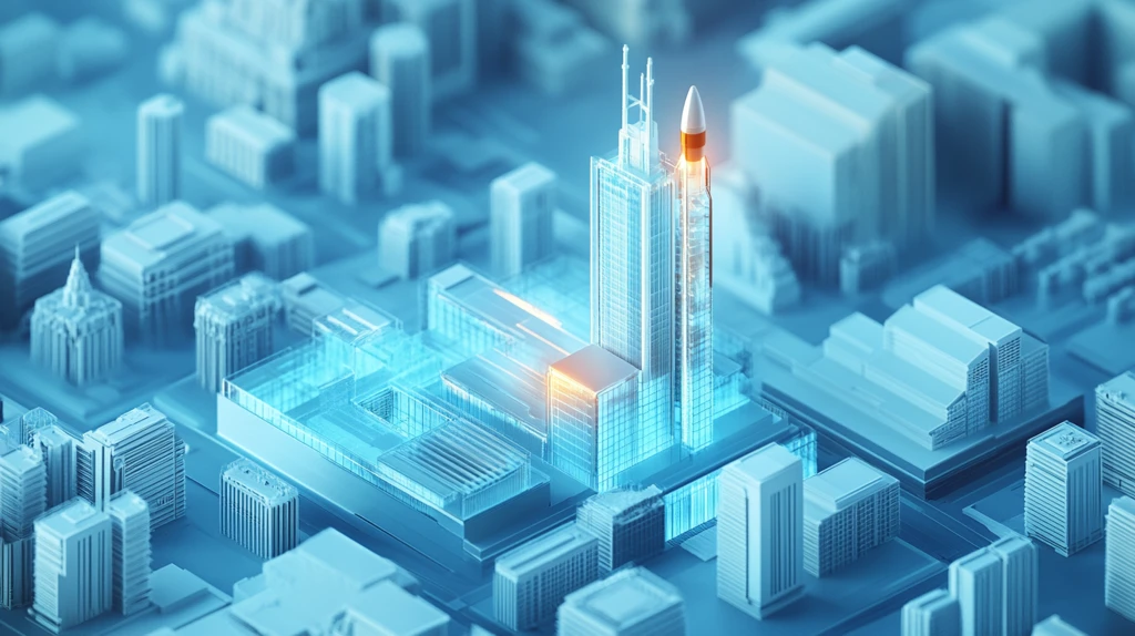 蓝色玻璃城市景观