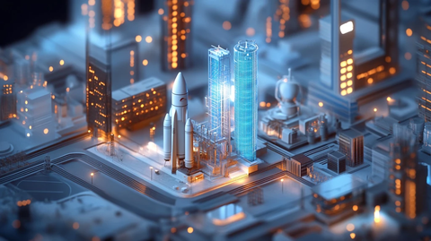 蓝色玻璃城市景观