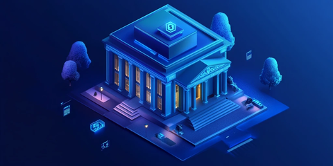 蓝色银行渲染图