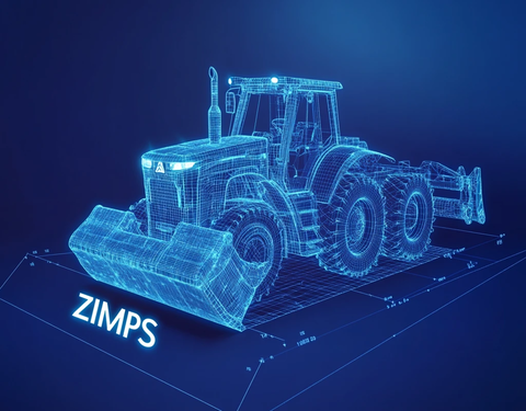 蓝线框拖拉机挖掘机