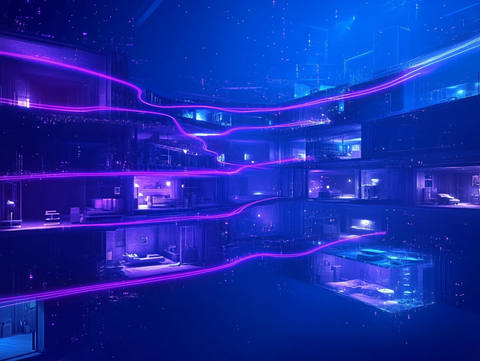 深蓝空间紫色线条