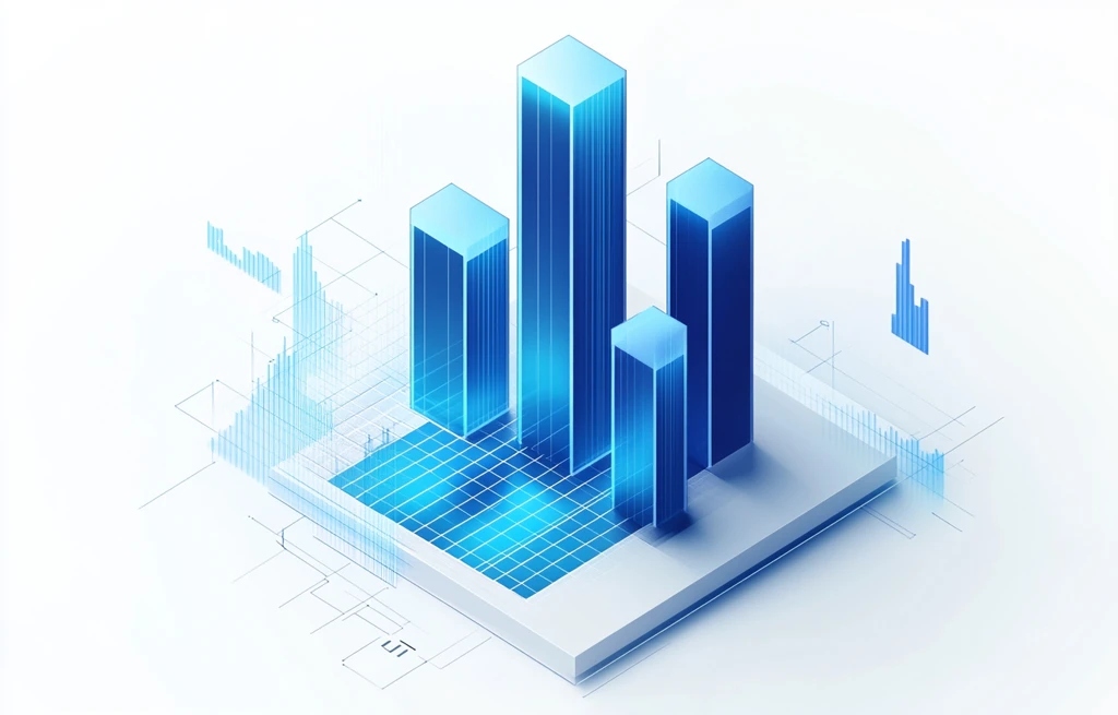 蓝色玻璃柱状图