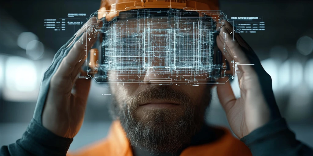 未来工人操作全息蓝图