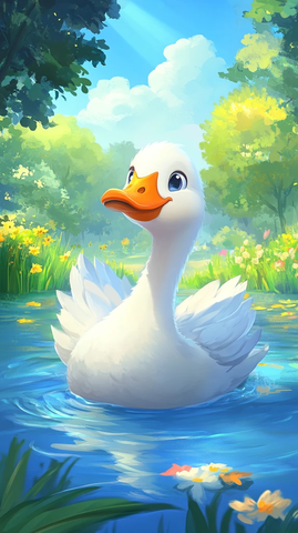 白羽鹅湖中畅游