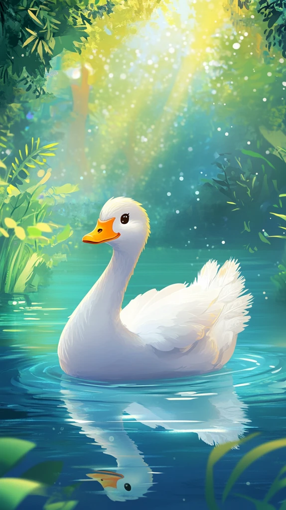 白羽鹅湖中畅游