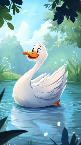 白羽鹅湖中畅游