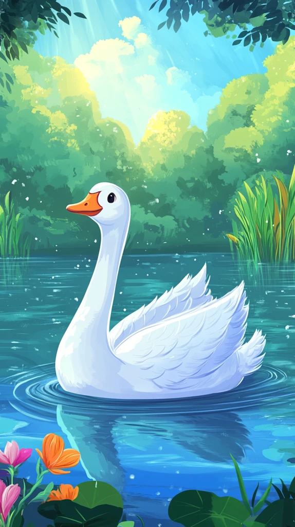 白羽鹅湖中畅游