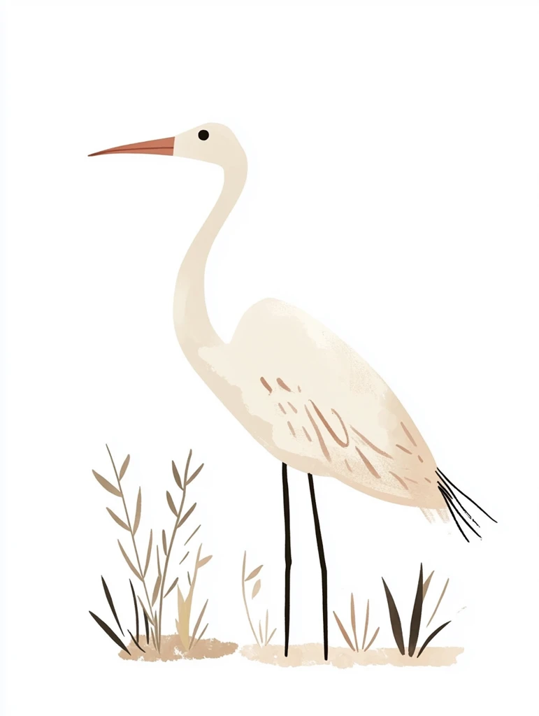 蓝鹭站立水彩画