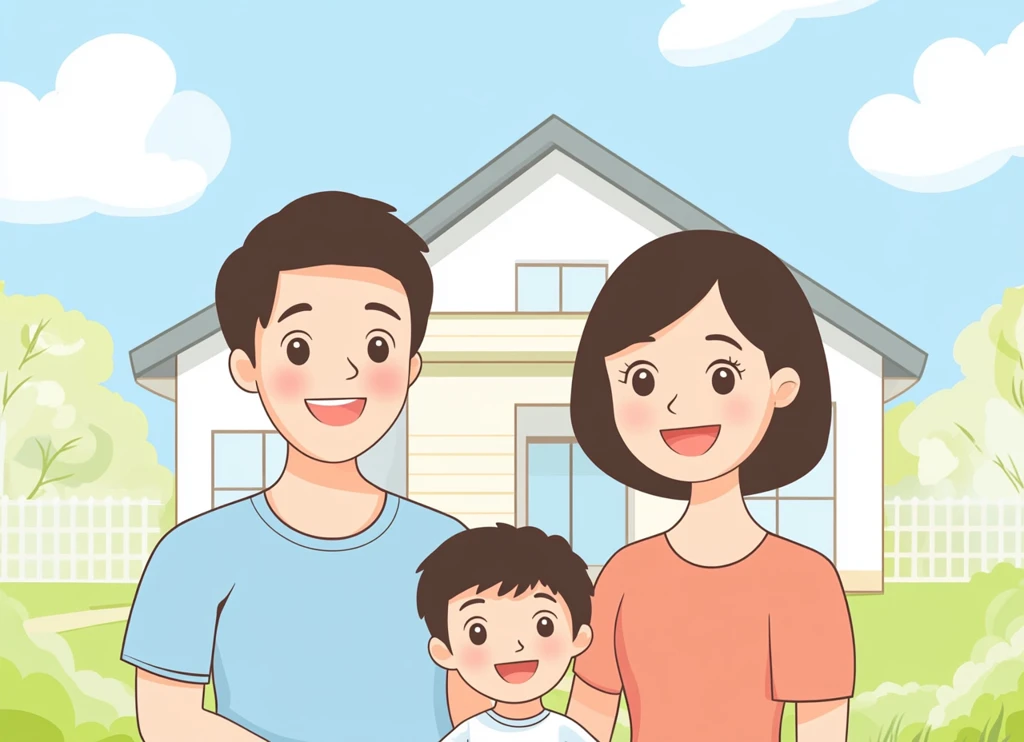 新家前的幸福一家