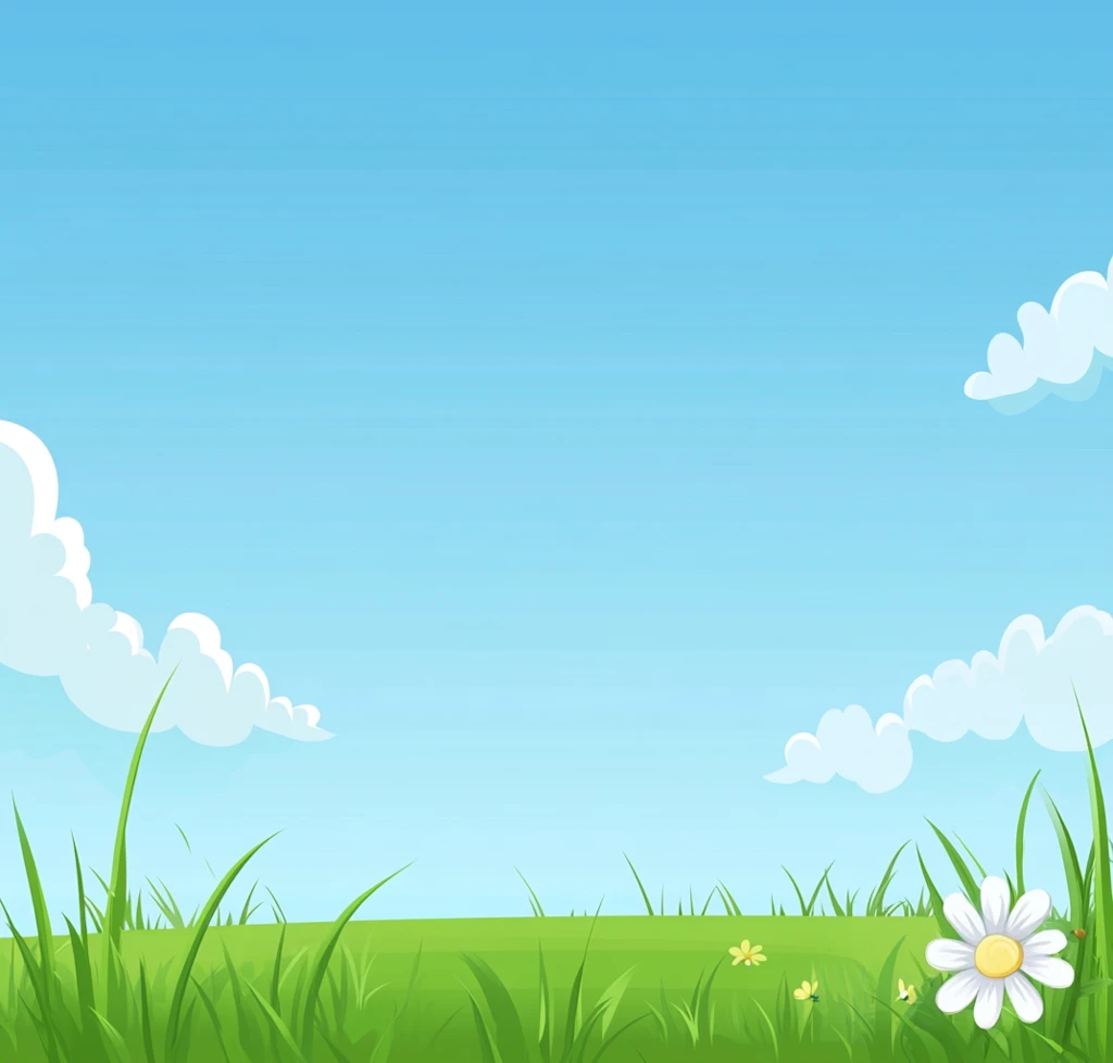 蓝天绿地花丛图