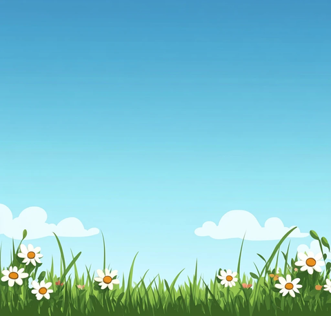 蓝天绿地花丛图