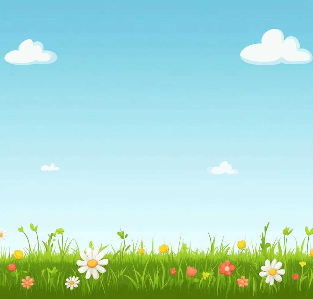 蓝天绿地花丛图