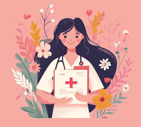 护士文书花叶插图