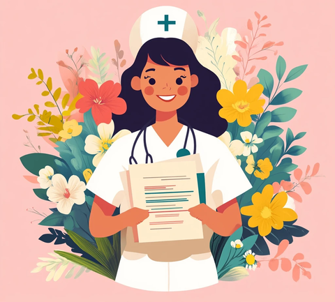 护士文书花叶插图