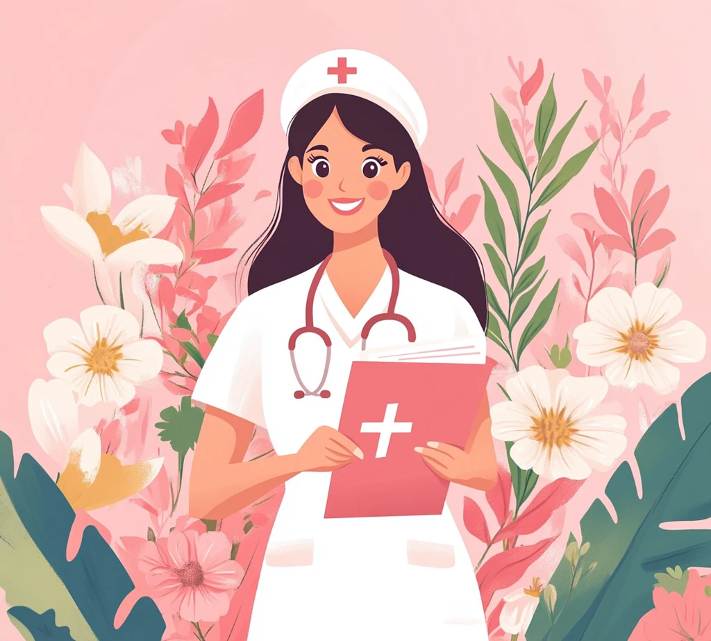 护士文书花叶插图