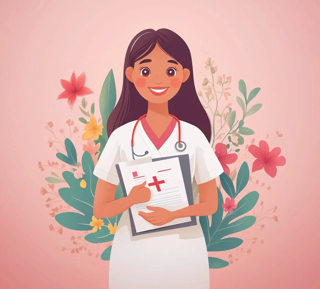 护士文书花叶插图