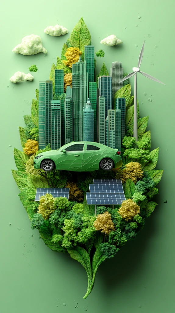 绿色叶形车悬浮城市