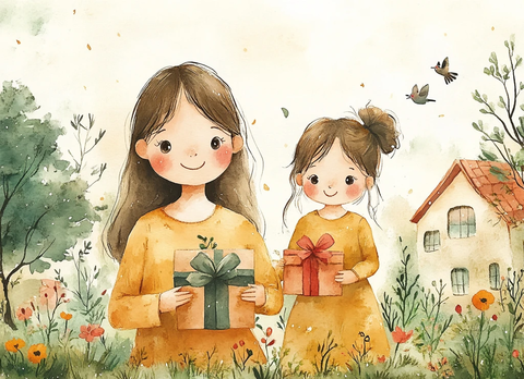 母女新年送礼图