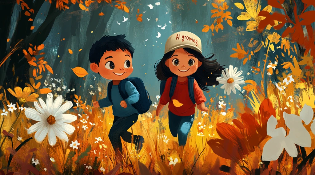 森林奔跑的孩童