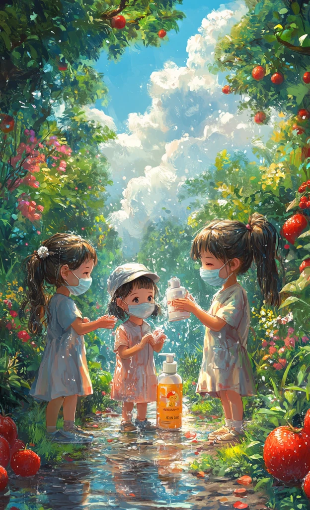 儿童洗手戴口罩