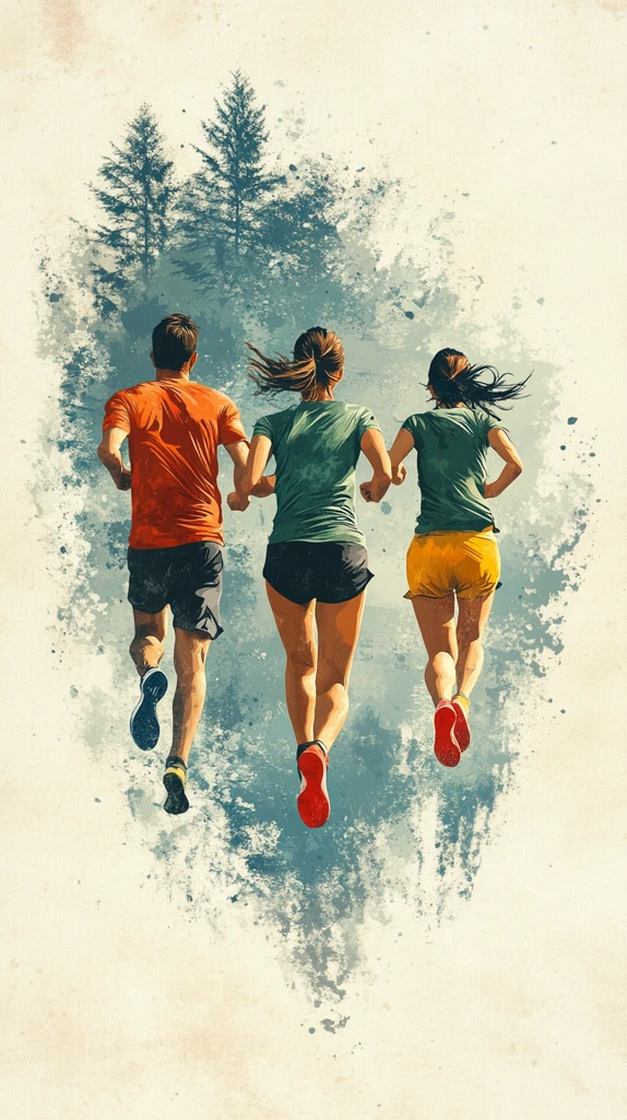 三人跑步图