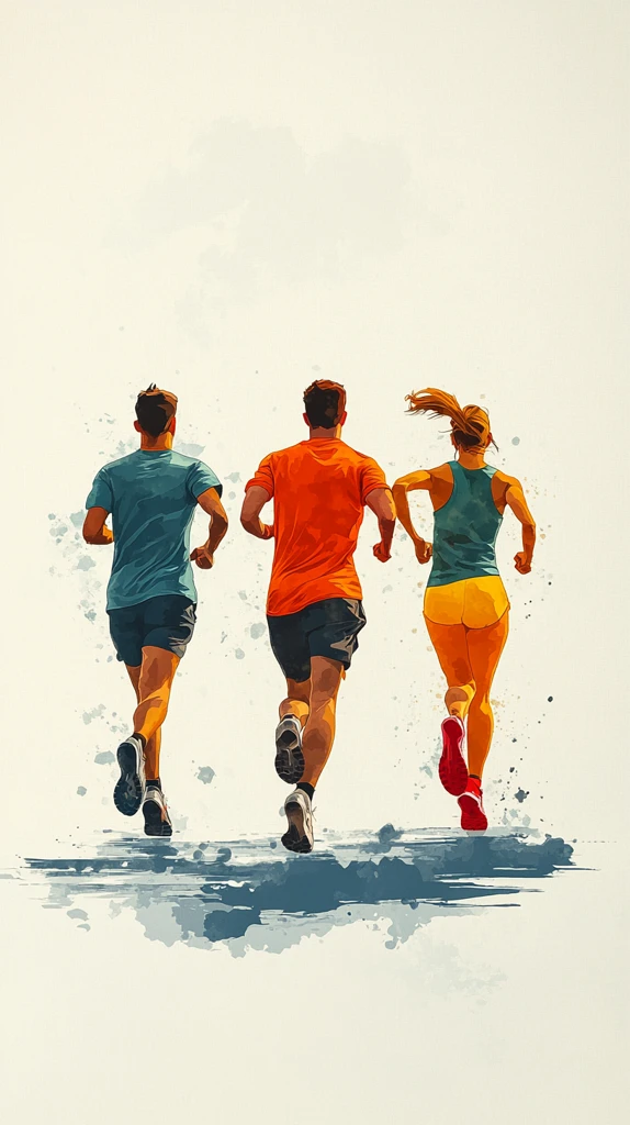 三人跑步图