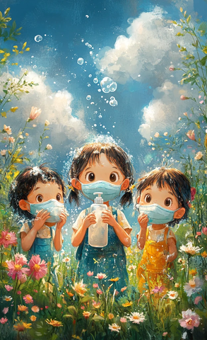 洗手戴口罩的人