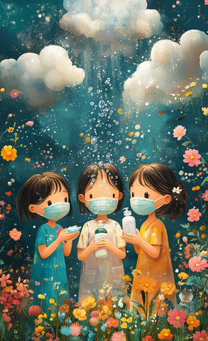 洗手戴口罩的人