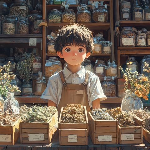 男孩与草药铺