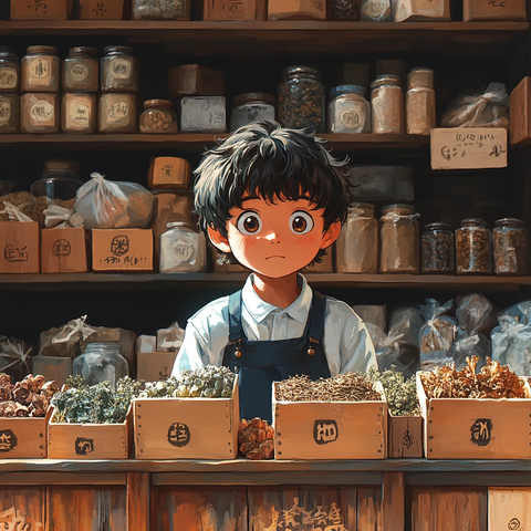 男孩与草药铺