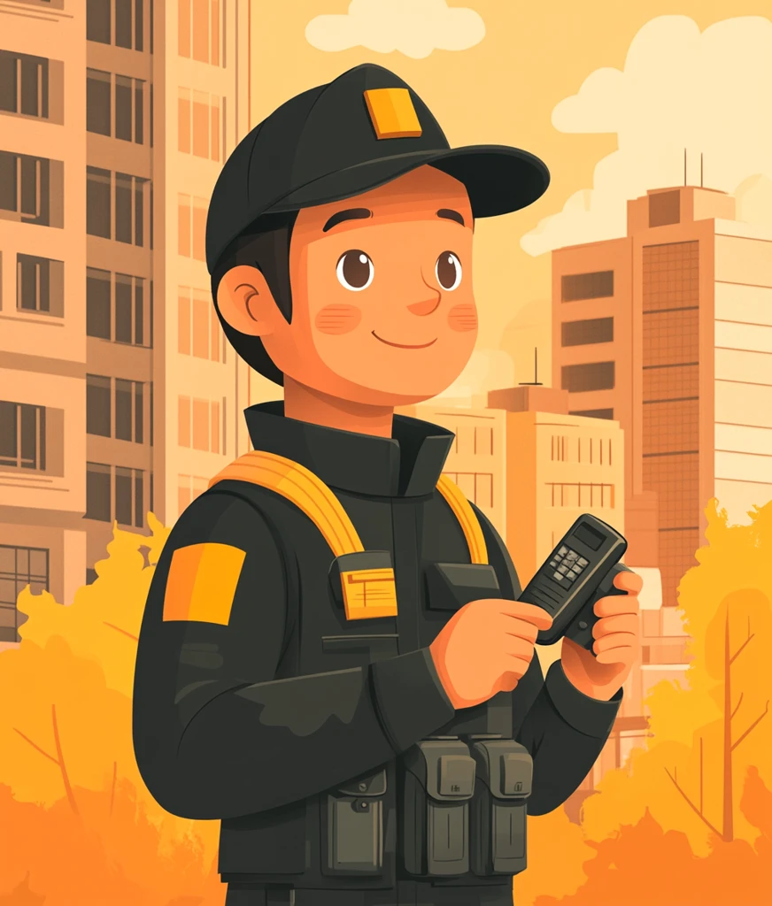 保安站岗卡通插图